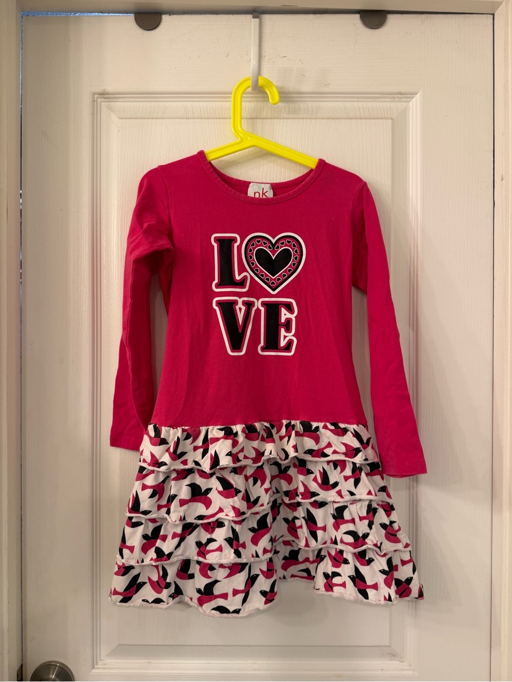 Girls' Ruffle Hem Long Sleeve Dress